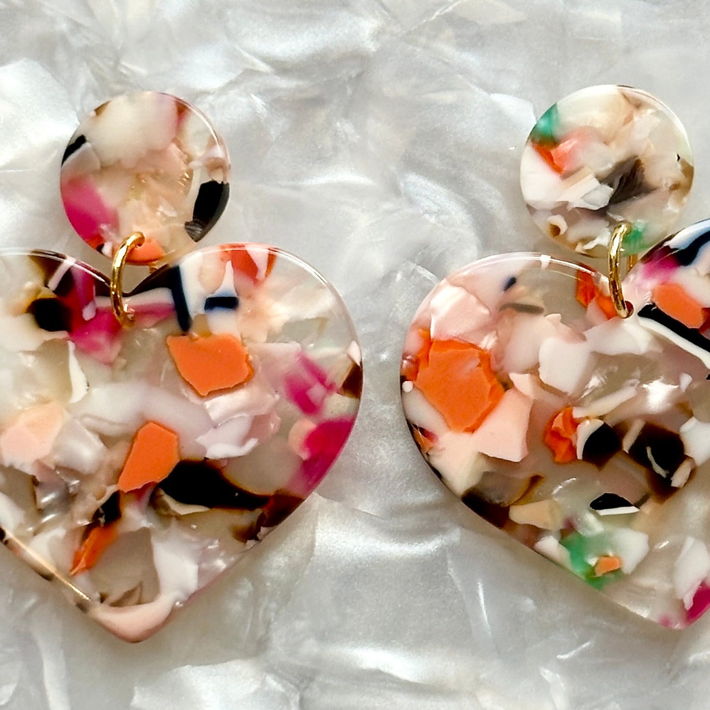 Heart Earrings in Light Multicolor