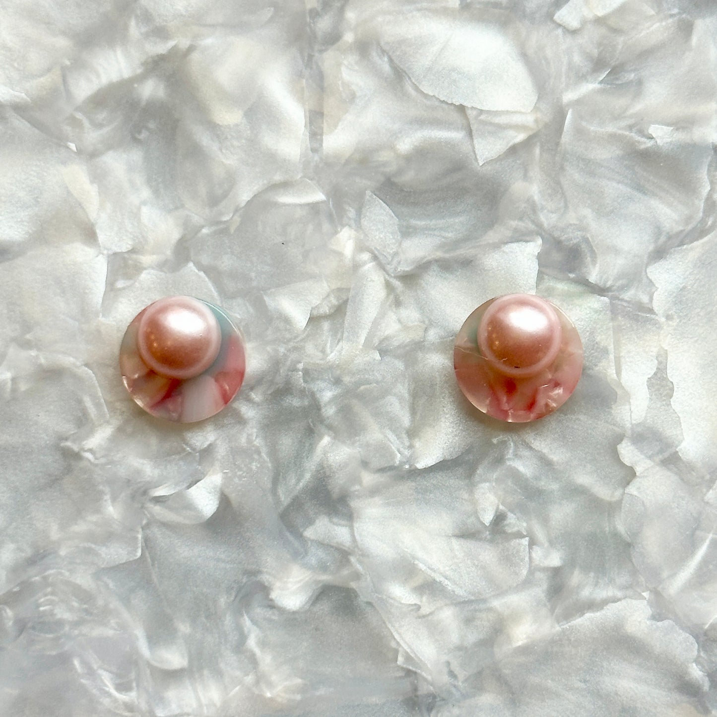 acrylic Stud Earrings in light blue and pink