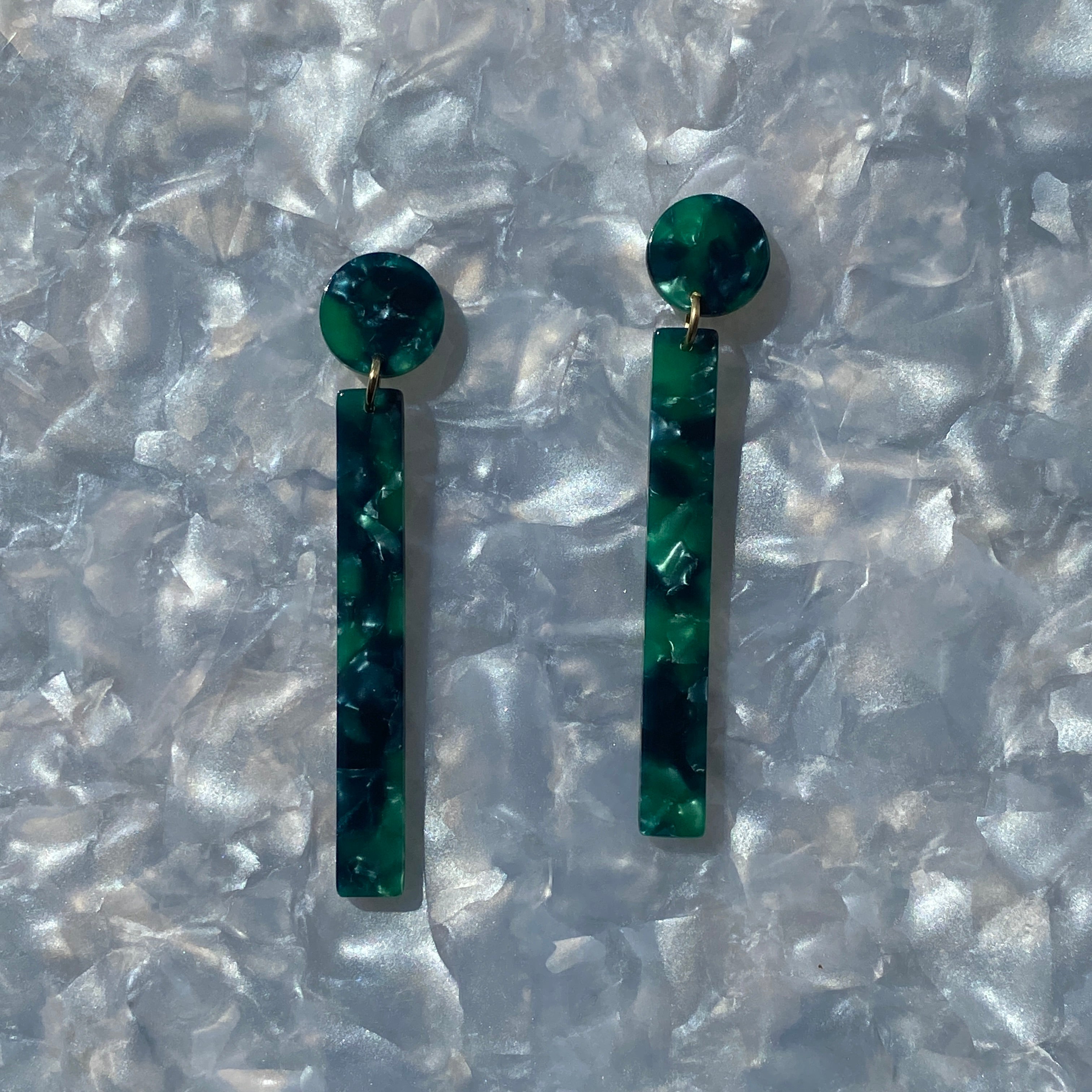 acrylic Matchstick Drop Earrings in Emerald Green